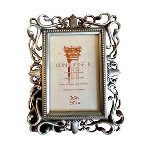 Connoisseur pewter metal scroll ornate picture photo frame small table stand